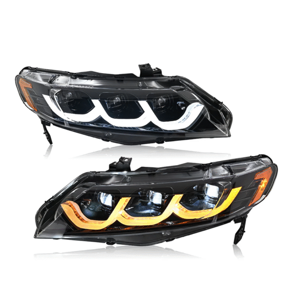 LED Headlights For 2006-2011 Honda Civic 4Dr 8Th Gen Sedan Animation Signal Headlight