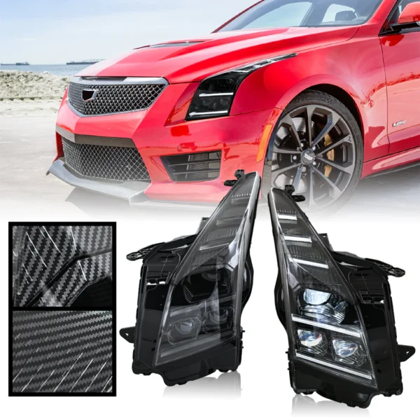 Carbon Fiber Led Headlight For 2013-2019 Cadillac ATS ATS-L