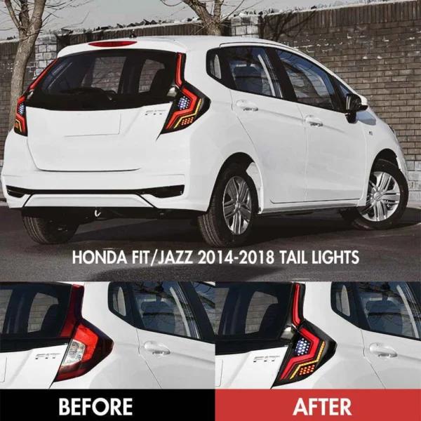 For Honda Jazz 2014-2018 Led Smoked Tail Lights With Start-up Animation Continuous Indicator Assembly