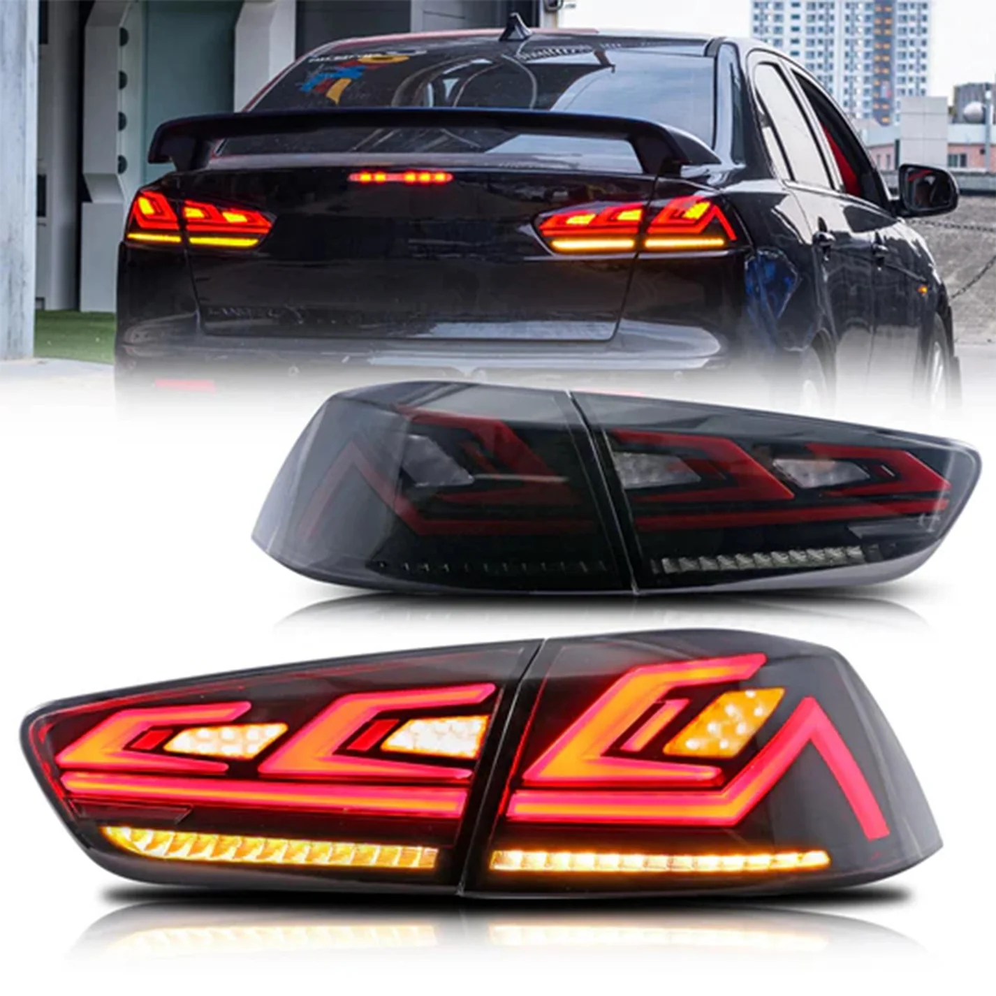 LED Tail Lights for 2008-2017 Mitsubishi Lancer & EVO X Startup Animation Sequential Rear Lamps (1)