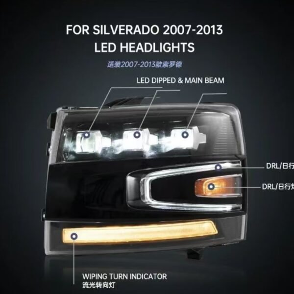 Led Headlight For 2007-2013 Chevrolet Silverado 2500HD/3500HD LED Headlight Assembly