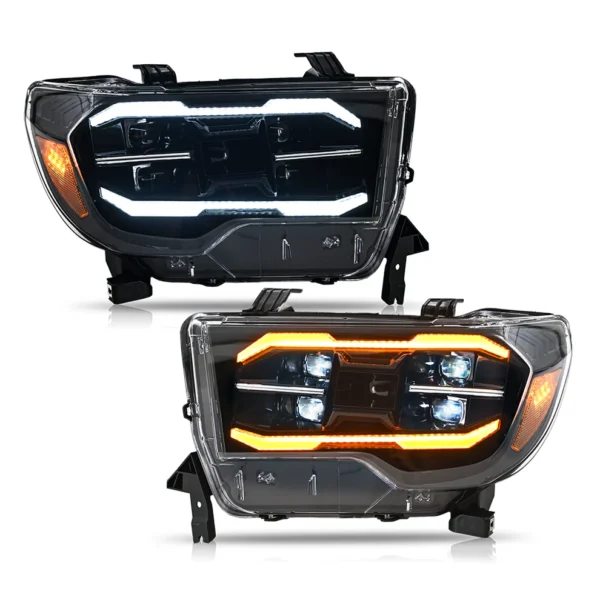 Projector Led Headlights For 2007-2013 Toyota Tundra Sequential Turn Signal, DRL w/Dynamic Animation