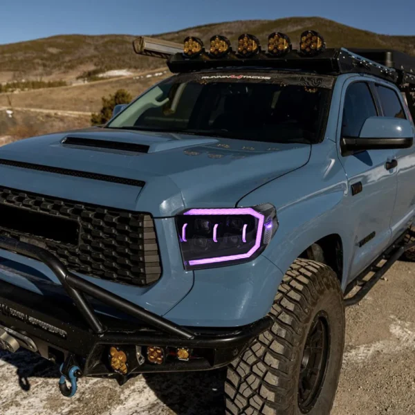 RGB Headlights For 2014-2021 Toyota Tundra Sequential Turn Signal, DRL w/Dynamic Animation