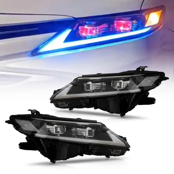 For 2018-2024 Toyota Camry LED Headlights, New Headlights Assembly Compatible LE SE XLE XSE(Dual Projector headlights)