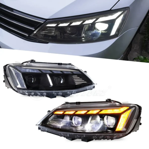 LED Headlight Assembly for 2012-2018 VW Volkswagen Jetta MK6 With Startup Animation Sequential Turn Signal
