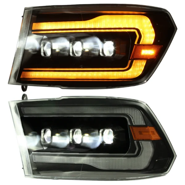 NEW Headlights for 2009-2018 Dodge RAM 1500 with Sequential Turn Signal